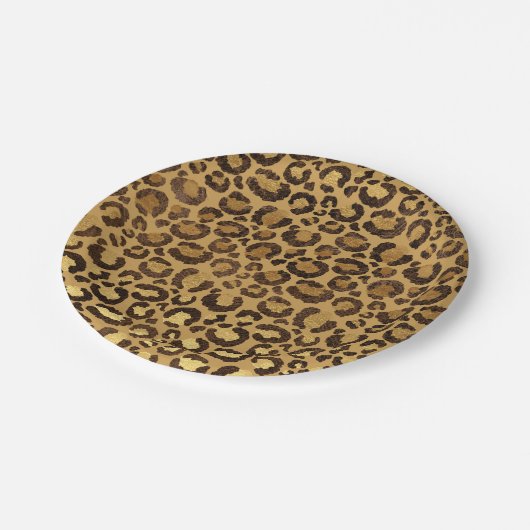 金箔チータパターンジャングル誕生日パーティー ペーパープレート (アングル)