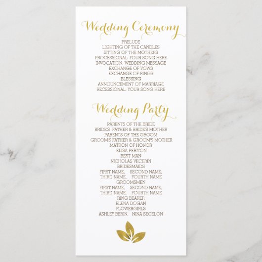 金箔ツリーモダン結婚式 プログラム (裏面)