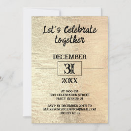 金箔テクスチャー新年のパーティー 招待状