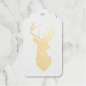 金箔ディアシルエット(〔雄ジカの〕枝角付き威厳のある) ギフトタグ (正面)