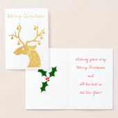 金箔トナカイのクリスマスグリーティングカード 箔カード (ディスプレー)