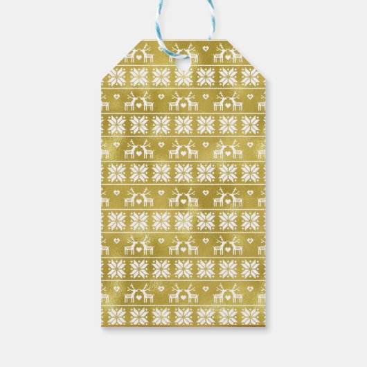 金箔トナカイ及びスノーフレーク模様ギフトラベル ギフトタグ (裏面)