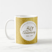金箔ハートのコンフェティ 50回目の結婚記念日 コーヒーマグカップ (左)