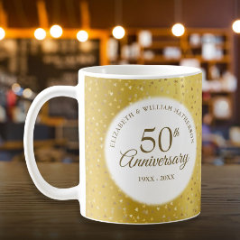 金箔ハートのコンフェティ 50回目の結婚記念日 コーヒーマグカップ