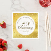 金箔ハートのコンフェティ 50回目の結婚記念日 スタンダードカクテルナプキン (インサイチュ)