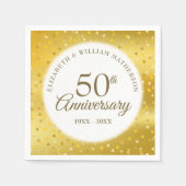 金箔ハートのコンフェティ 50回目の結婚記念日 スタンダードカクテルナプキン (正面)