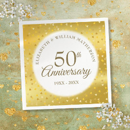 金箔ハートのコンフェティ 50回目の結婚記念日 スタンダードカクテルナプキン