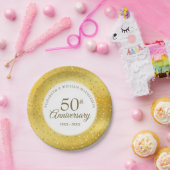 金箔ハートのコンフェティ 50回目の結婚記念日 ペーパープレート (パーティー)