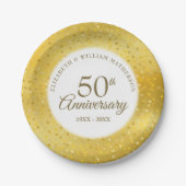 金箔ハートのコンフェティ 50回目の結婚記念日 ペーパープレート (正面)