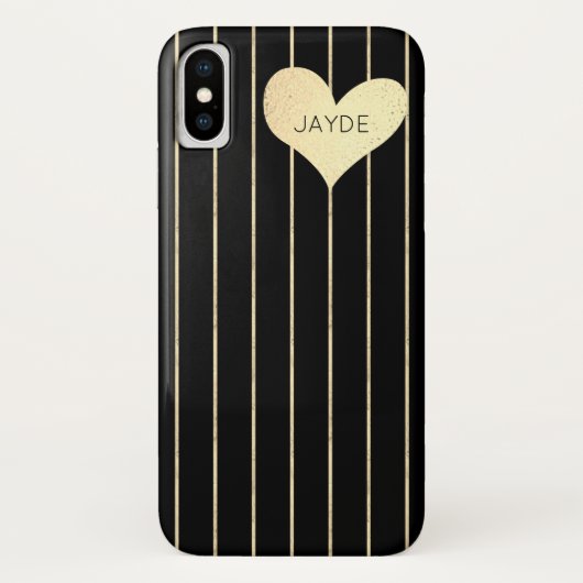 金箔ハート及び黒携帯電話ケース Case-Mate iPhoneケース (裏面)