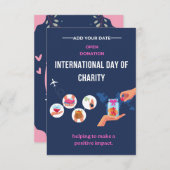 金箔ハート国際的：チャリティーの日 招待状 (正面/裏面)