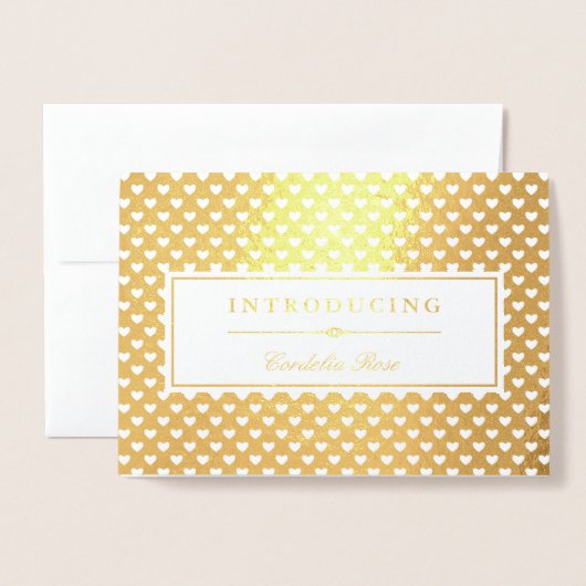 金箔ハート紹介ベビー写真 箔カード (封筒付き正面)