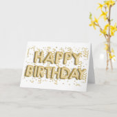 金箔バルーンハッピーバースデー カード (黄色い花)