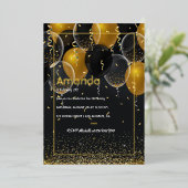 金箔バルーン誕生日箔招待状 箔招待状 (立ち正面)