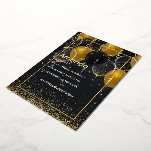 金箔バルーン誕生日箔招待状 箔招待状 (回転した状態)