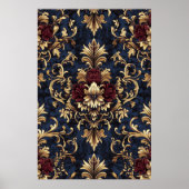 金箔バロックフローラ渦巻き ポスター (正面)