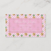 金箔パイナップルとピンクと白ストライプ色 名刺 (裏面)