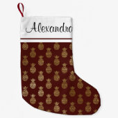 金箔パイナップルとブルゴーニュのモノグラム スモールクリスマスストッキング (正面)