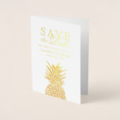 金箔パイナップル熱帯結婚式の日付を保存 箔カード (正面)
