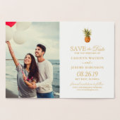 金箔パイナップル熱帯結婚式の日付を保存 箔カード (内部)