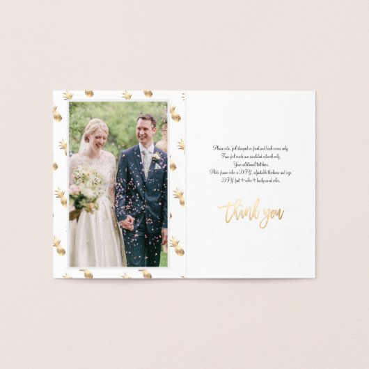 金箔パイナップル、写真付きありがとう 箔カード (内部)