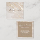 金箔パーソナライズされた大理石モノグラム スクエア名刺 (正面/裏面)