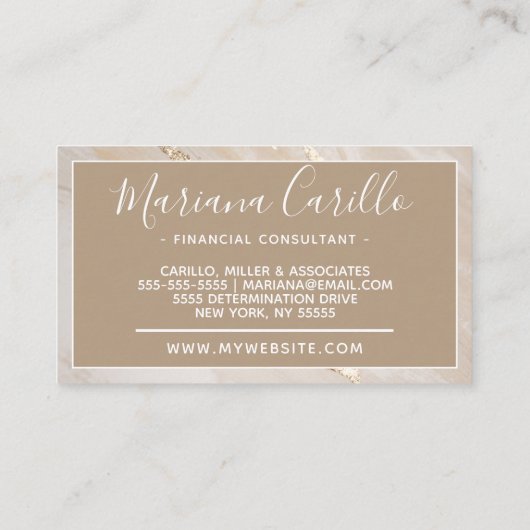 金箔パーソナライズされた大理石モノグラム 名刺 (裏面)