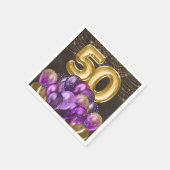 金箔パープルバルーン50誕生日 スタンダードカクテルナプキン (角)