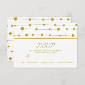 金箔ビーズとストライプモダンウェディングRSVP 出欠カード (正面/裏面)