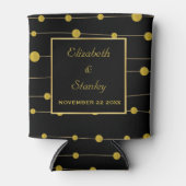 金箔ビーズとフレームモダンブラック結婚ズ 缶クーラー (正面)