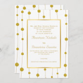 金箔ビーズとフレームモダン結婚ズ 招待状 (正面/裏面)