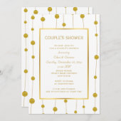 金箔ビーズモダンの結婚カップルのシャワー 招待状 (正面/裏面)