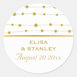 金箔ビーズモダン結婚式日付を保存 ラウンドシール