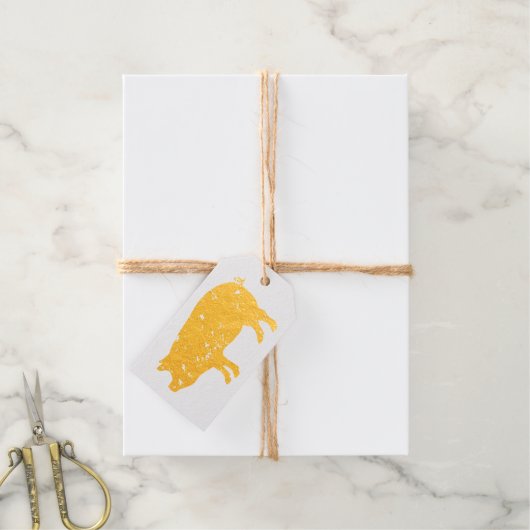 金箔ピグシルエットカスタムクリスマスプレゼントラベル ギフトタグ (麻糸付属)