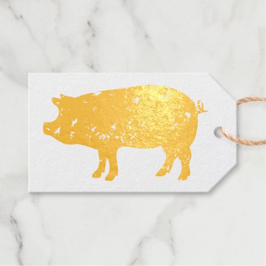 金箔ピグシルエットカスタムクリスマスプレゼントラベル ギフトタグ (正面 (横))