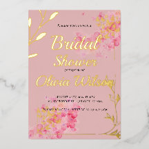 金箔ピンクのブライダルシャワー招待