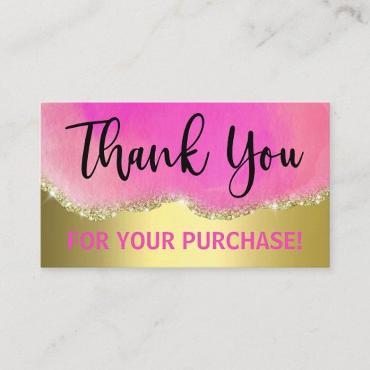 金箔ピンクゲート購入ありがとう 名刺 (正面)