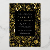 金箔ピーニーズブラック&金ゴールド 箔招待状 (正面)