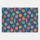 金箔フェイククリスマスツリー飾り模様色 ラッピングペーパーシート (正面)