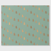 金箔フェイク松の木パターンのクリスマスセージ ラッピングペーパー (フラット)