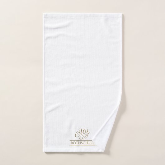 金箔フェイク金ゴールド書道ブライダルミセス・ギフト  バスタオルセット (ハンドタオル)