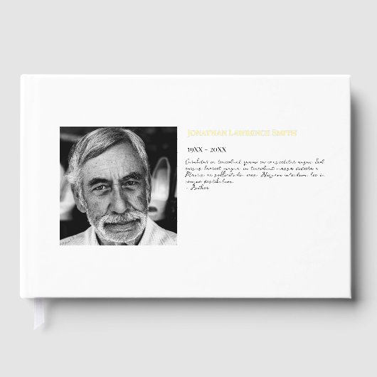 金箔フォト引用文お祝いの生涯の葬儀 ゲストブック (正面)