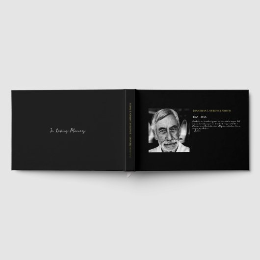 金箔フォト引用文お祝いの生涯の葬儀 ゲストブック (全面)