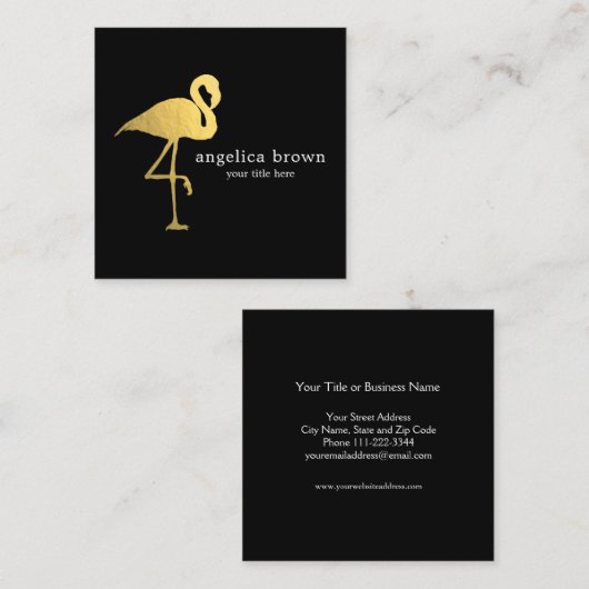 金箔フラミンゴ名刺 スクエア名刺 (正面/裏面)
