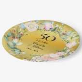 金箔フラワーガーランド 50周年結婚記念日 ペーパープレート (アングル)