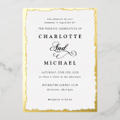 金箔フレームと書結婚道の箔の素材 箔招待状 (正面)