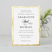 金箔フレームと書結婚道の箔の素材 箔招待状 (立ち正面)