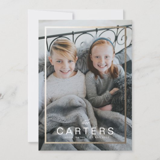 金箔フレームファミリー名クリスマスカード 招待状 (正面)