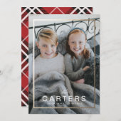 金箔フレームファミリー名クリスマスカード 招待状 (正面/裏面)