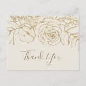金箔フローラ |クリームと金ゴールドありがとうはがき ポストカード (正面)